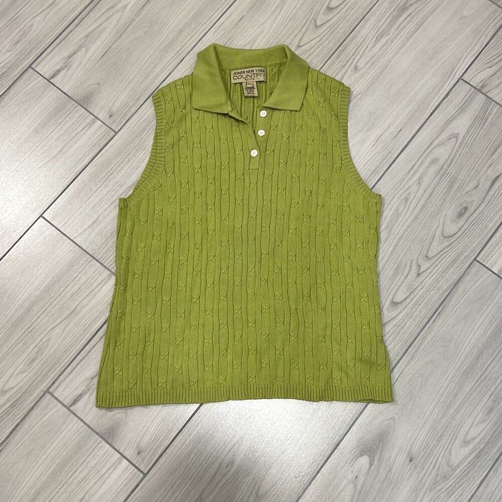 jones new york country petite vest size petite large lime green vintage conditio